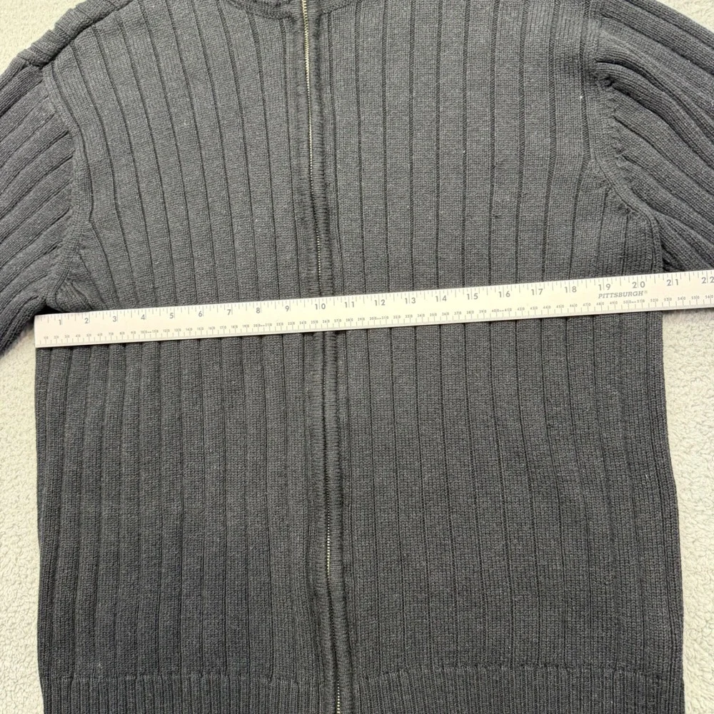 Chaps‎ 70741 Mens XL Black 100% Cotton C28969 Full Zip Ribbed Mock Neck Sweater